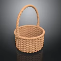 Wicker Storage Basket With Rope Handle For Household Everyday Use 3d model