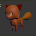 Cute Orange 3D Cartoon Fox Character With Big Eyes And Fluffy Tail