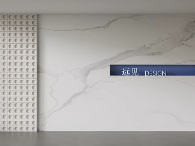 Modern Minimalist Interior With White Marble Wall Perforated Grid Panel And Vision Design Sign 3d model