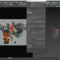 Industrial Equipment With Robotic Arms And Material Blocks In Production Line