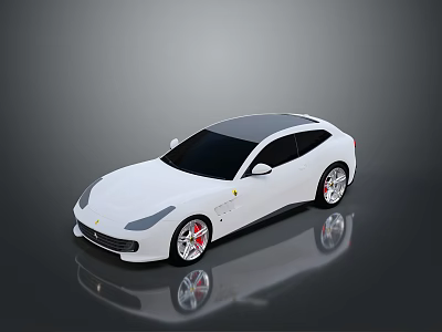 Elegant White Ferrari Sports Coupe With Black Roof Red Rims Streamlined Design And Reflective Surface 3d model