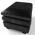 Stylish Black Leather Ottoman With Thick Cushion Stitched Design And Sturdy Legs For Living Room