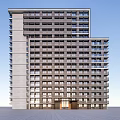 Modern High Rise Apartment Building Exterior With Glass Windows And Balconies