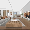 Modern Living and Dining Room Interior With White Sofa TV Table and Decorative Plants