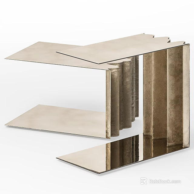 Modern Metallic Side Table With Sleek Surface And Geometric Layered Design 3d model