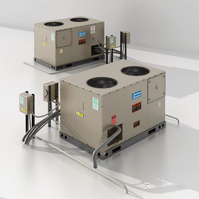 Industrial Copeland Cooling Units with Dual Fans and Connecting Pipes 3d model 