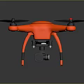 Modern Orange Drone With Four Propellers And Mounted Camera Design 3d model