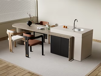 Modern Western Kitchen Bar Nakajima Dining Table and Chair Dining Island Table 3d model