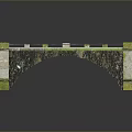 3D Rendered Stone Arch Bridge With Checkerboard Surface And Green Mossy Sides