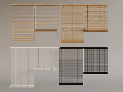 Various Colored Window Blinds With Different Design Styles For Home 3d model