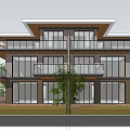 Modern Duplex Villa With Two Story Design Large Glass Windows And Balconies