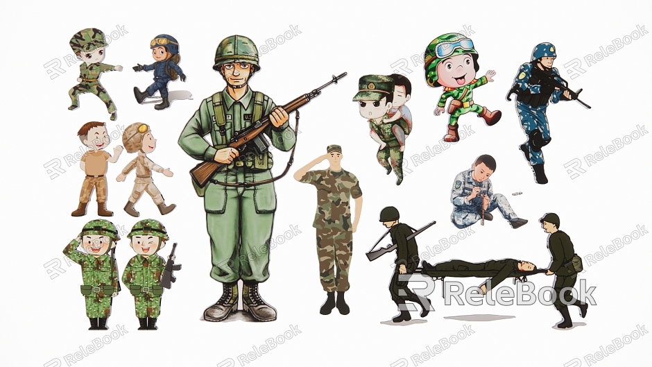 2D Camouflage Suit Soldier Warrior Silhouette model