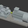 Industrial Equipment Pump And Motor Assembly With Coupling On Metal Base