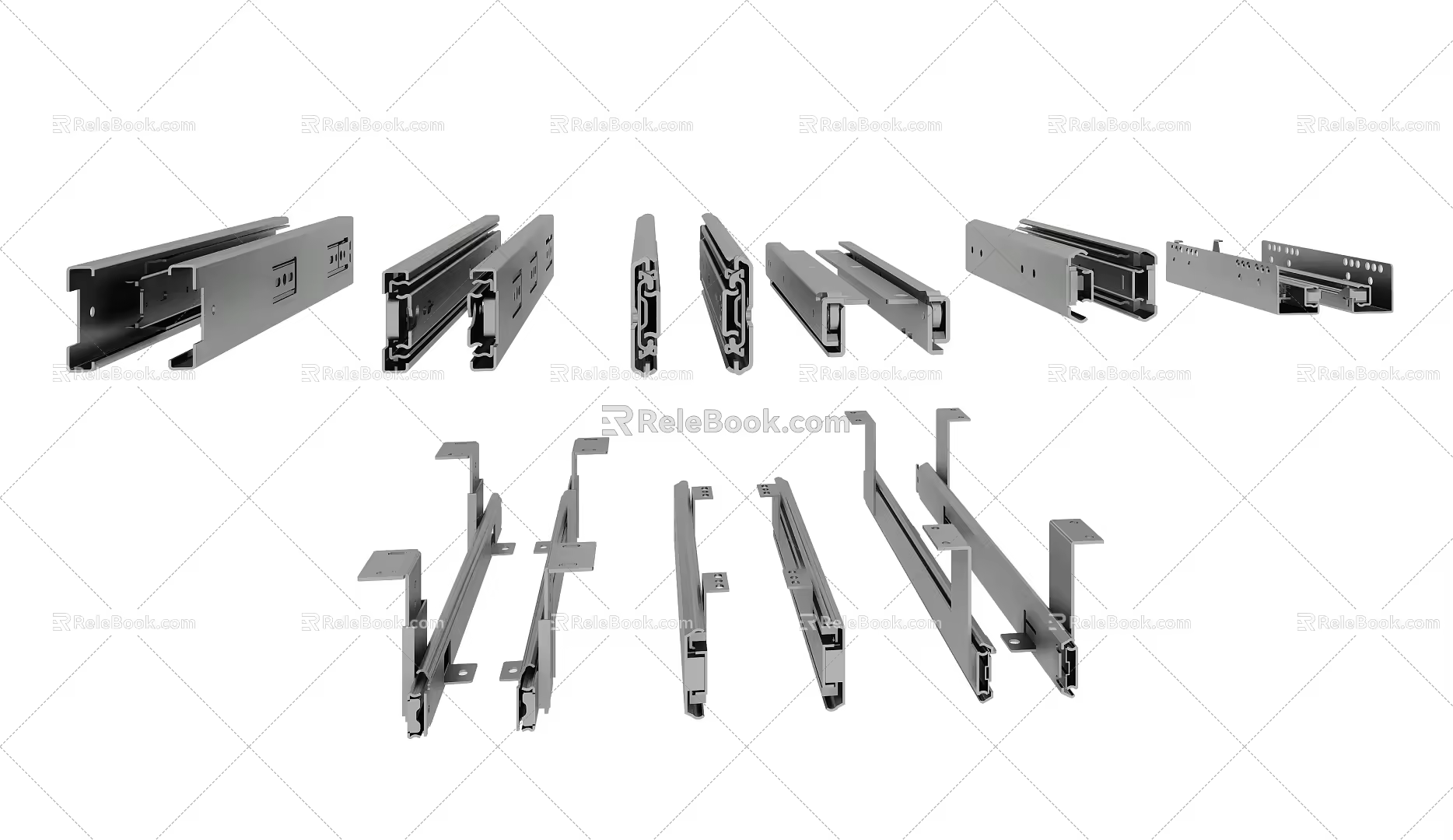 Drawer slide drawer slide track pull rail hardware 3d model