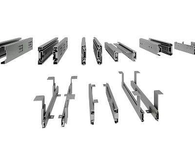 Different Types of Metal Furniture Slides for Cabinets and Drawers 3d model