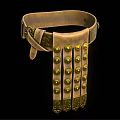 Vintage Leather Belt Design With Intricate Metal Buckle And Decorative Golden Rivets
