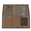 Various Colored Leather Wallets With Different Styles Displayed On Wooden Tray