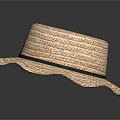 Stylish Straw Hat With Wide Wavy Brim And Black Ribbon Accent
