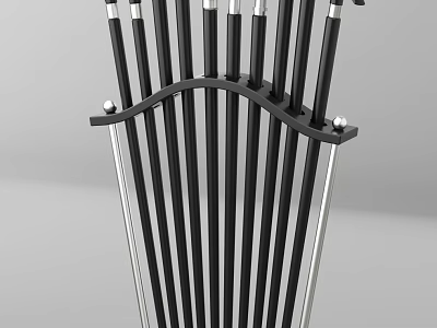 Modern Decorative Metal Structure With Black Vertical Rods And Silver Accents 3d model