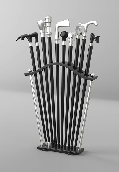Modern Decorative Metal Structure With Black Vertical Rods And Silver Accents 3d model
