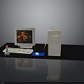 Vintage Computer Setup With Monitor Desktop Tower Keyboard Mouse And Printer