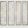 Modern Geometric Design Room Dividers With Metal Frames And Circular Patterns 3d model