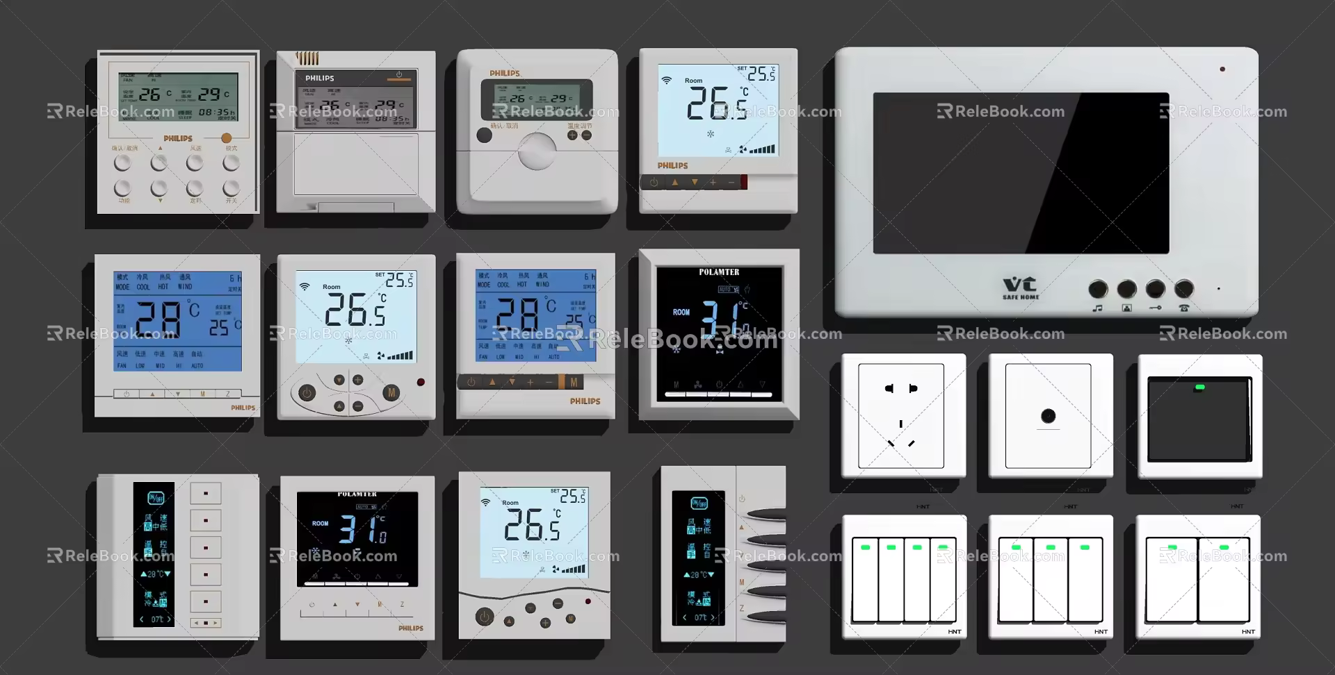 Modern switch air conditioner temperature control intelligent switch 3d model