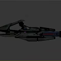 Futuristic Sci Fi Weapon With Green Metallic Body Purple Glowing Accents And Red Light Strips