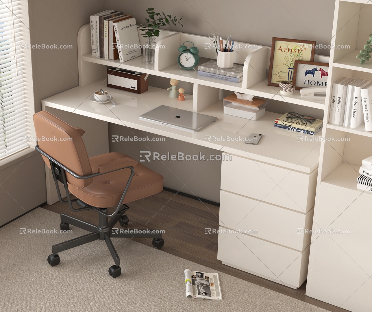 Desk Chair Study Table Children's Study Table Desk 3d model