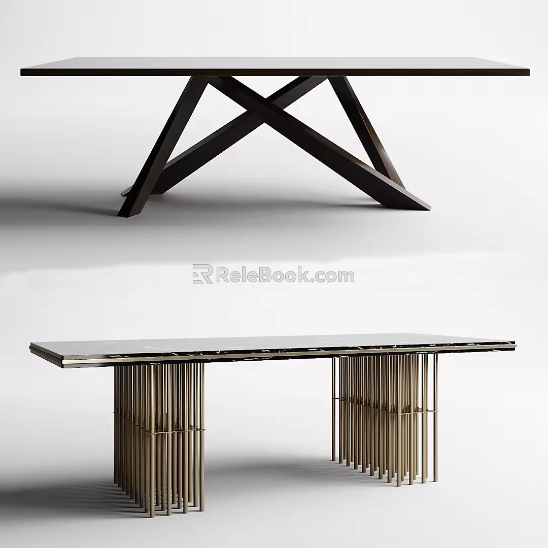 Light Luxury Dining Table Combination 3d model