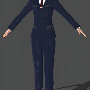 Modern Cartoon Uniform Girl Modern Realistic Uniform Cartoon Animated Woman Girl Beauty Short Hair 3d model