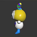 Cute Plush Doll With Colorful Striped Ears Yellow Head Colorful Chest Square And Blue Feet