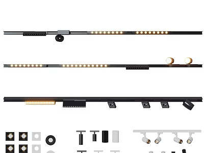Modern Track Downlights and Spotlights With Adjustable Fixtures Mounting Accessories And Multiple Styles 3d model