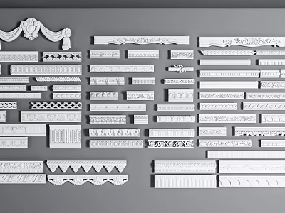 Decorative Gypsum Molding Collection with Various Ornate Patterns for Interior Design 3d model