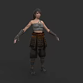 Woman With Tattoos In Sleeveless Top Samurai Style Pants And Arm Guards