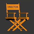 Bright Orange Director Chair With Foldable Structure Armrests And Visible Director Label