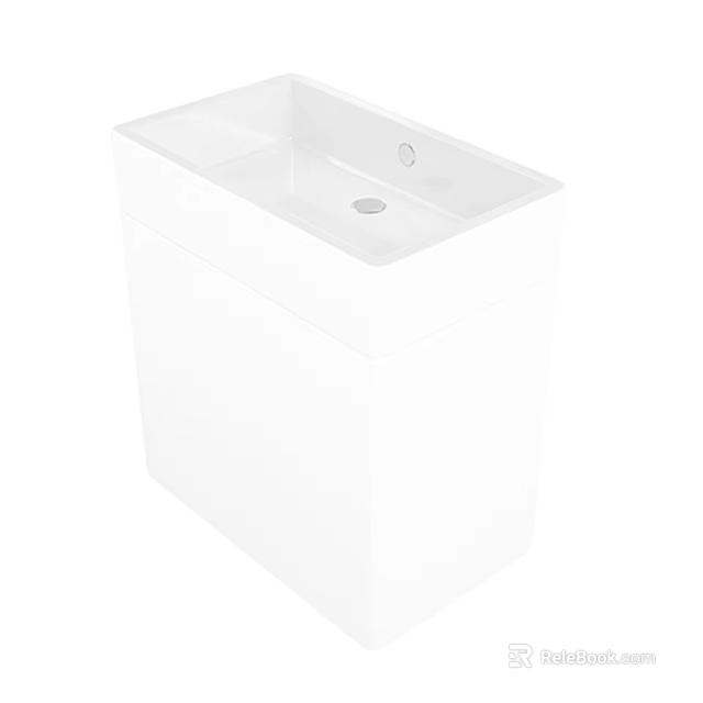Modern White Standalone Washbasin With Sleek And Compact Design For Bathroom 3d model 