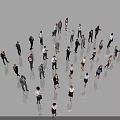 Group of Diverse People Standing in Different Directions in Open White Background Space