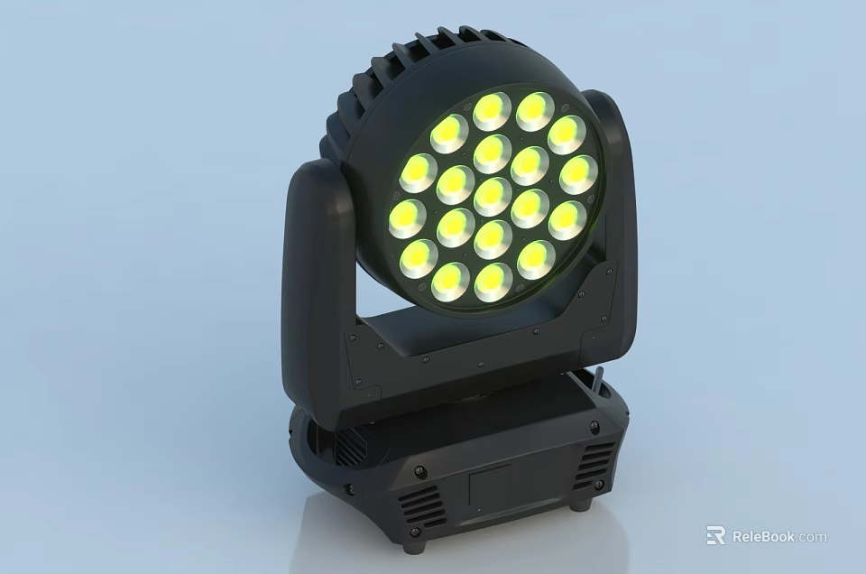 Black Stage Decorative Light With Multiple LED Bulbs And Professional Lighting Fixture 3d model 