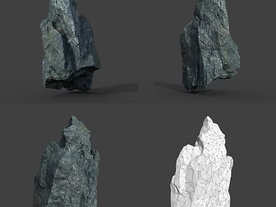 Natural Stone Material Displays Featuring 3D Models Different Angles And Wireframe Structure 3d model