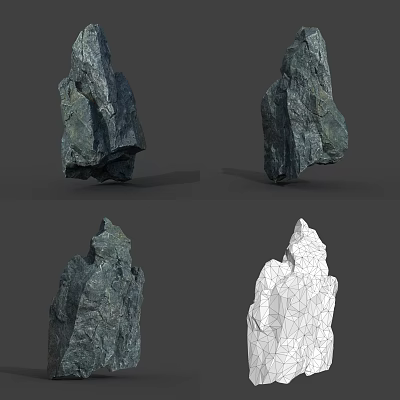 Natural Stone Material Displays Featuring 3D Models Different Angles And Wireframe Structure 3d model