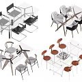 Modern Stylish Dining Table Sets With Varied Chair Designs And Tabletops 3d model