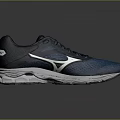 Navy Blue Mesh Upper Running Sneakers With White Sole And Accent Design