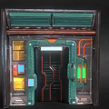 Futuristic Sci Fi Door With Metal Frame Control Panel And Neon Lights