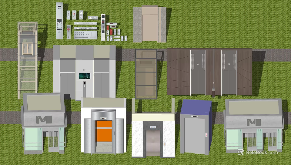 Modern Elevator Design Collection With Various Door Styles And Control Panels 3d model