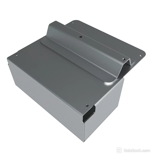 Sturdy Industrial Gray Metal Enclosure With Protective Cover And Mounting Holes 3d model 