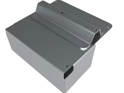 Sturdy Industrial Gray Metal Enclosure With Protective Cover And Mounting Holes 3d model