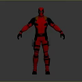 Game and Movie Character Deadpool Wearing Red Black Costume with Mask Utility Belt Holsters