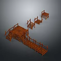 Wooden Outdoor Structure Design With Platform Stairs Seats And Railings