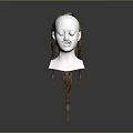 Game and Movie Character with Blonde Braided Hair Red Snake Shaped Necklace 3D Model Head